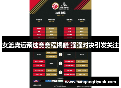 女篮奥运预选赛赛程揭晓 强强对决引发关注